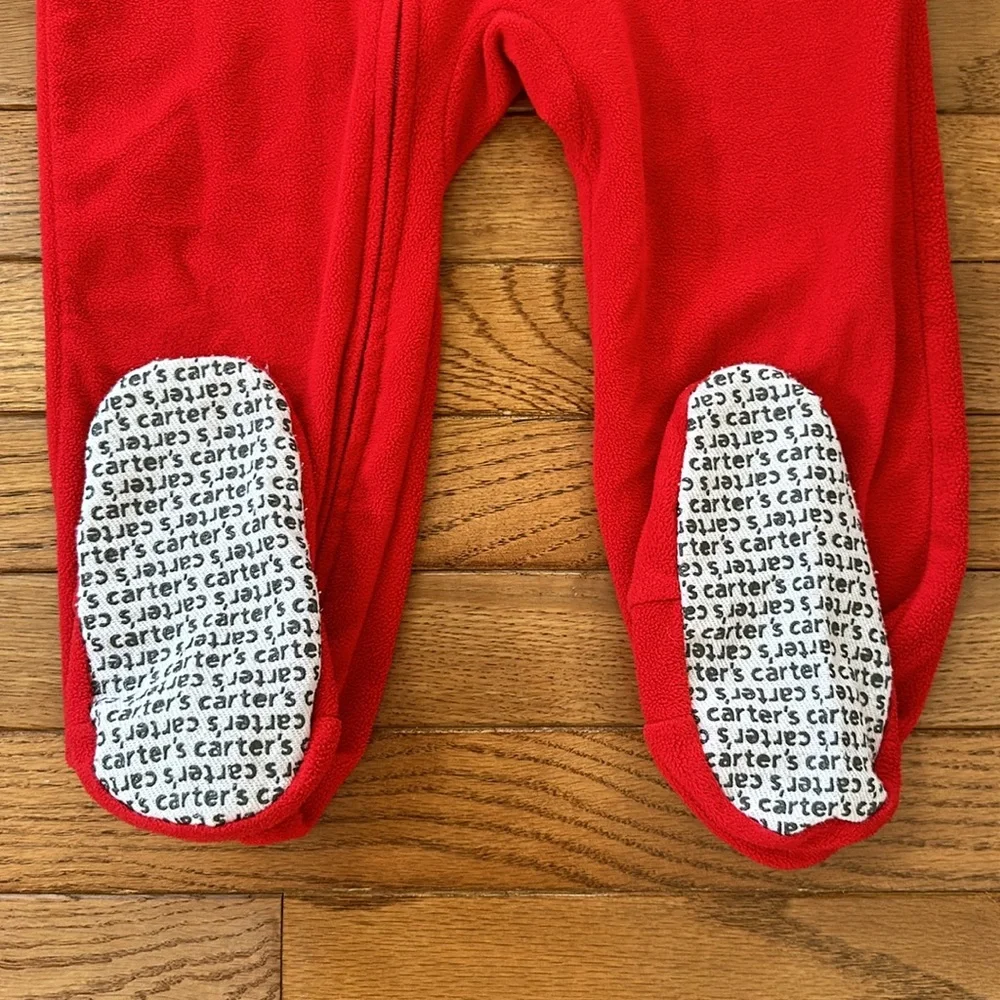 🦌Carter’s Footie Pajamas size 4T red with reindeer VGUc boys girls - Picture 7 of 11
